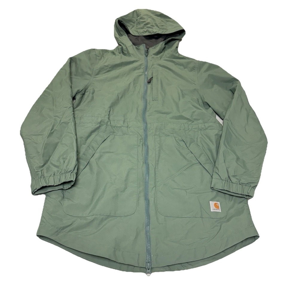 Carhartt Women's Rain Jacket Coat Small S (4/6) Green Waterproof Hooded NWT